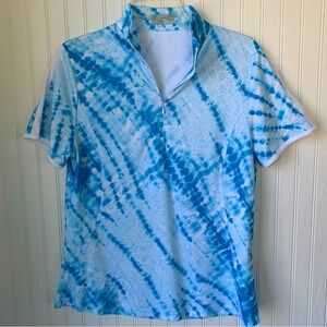 Callaway Golf Polo (L) Opti-Dry.; Blue & white Swirled Pattern w/hidden zipper